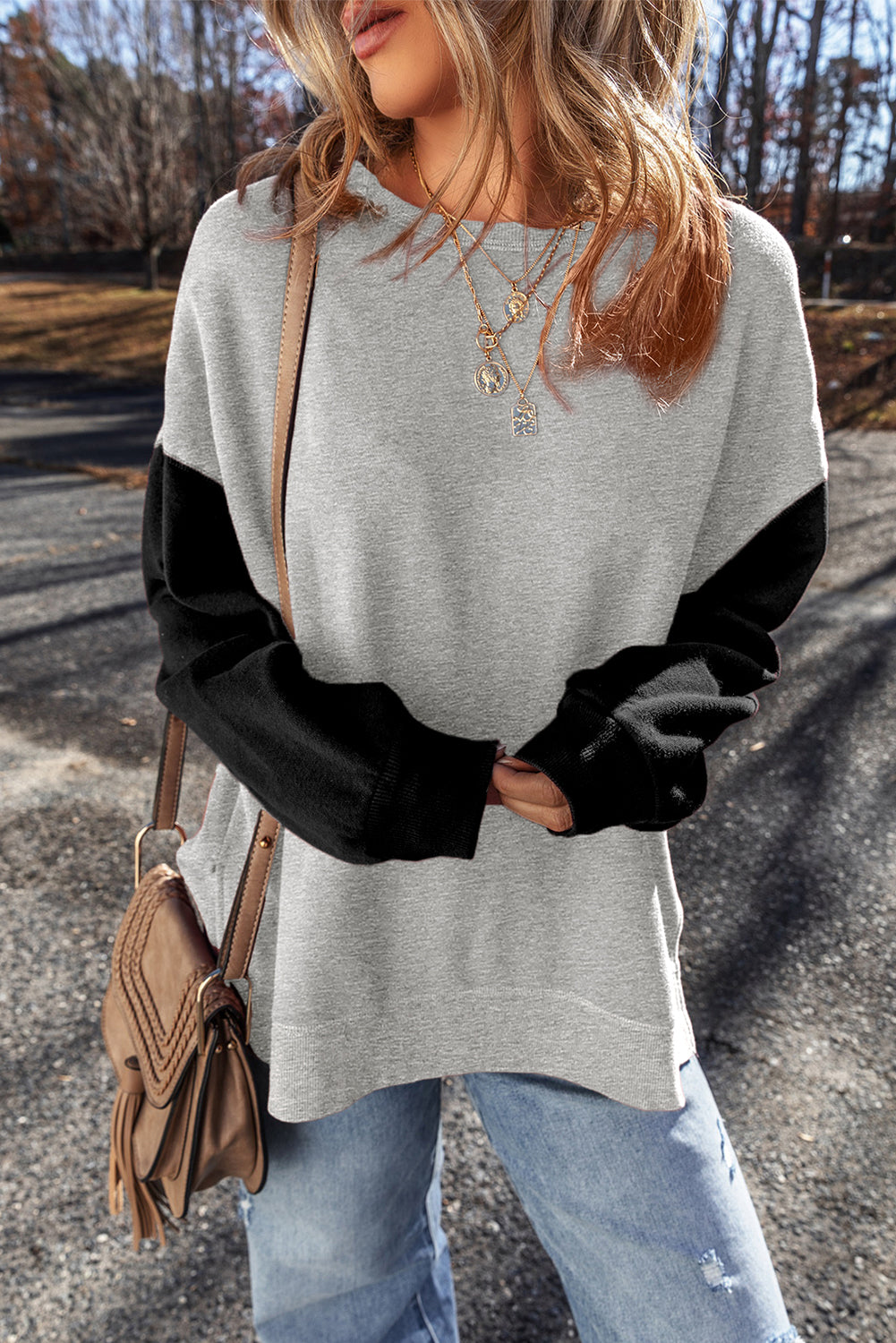 Two Tone Drop Shoulder Sweatshirt