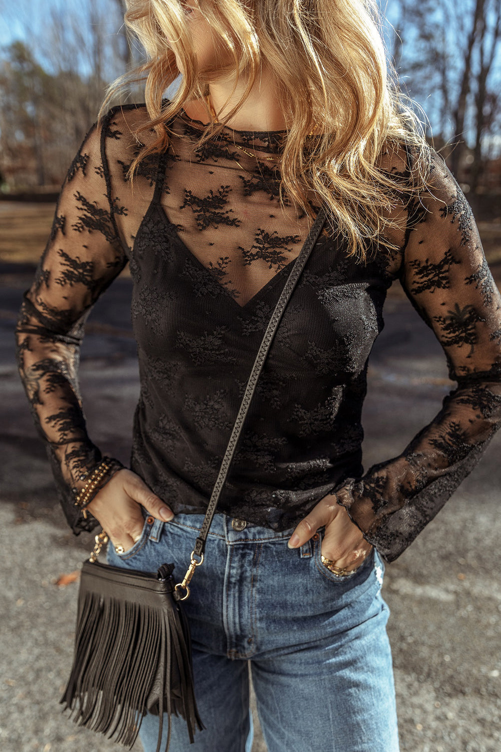 Feeling Fine Floral Mesh Top