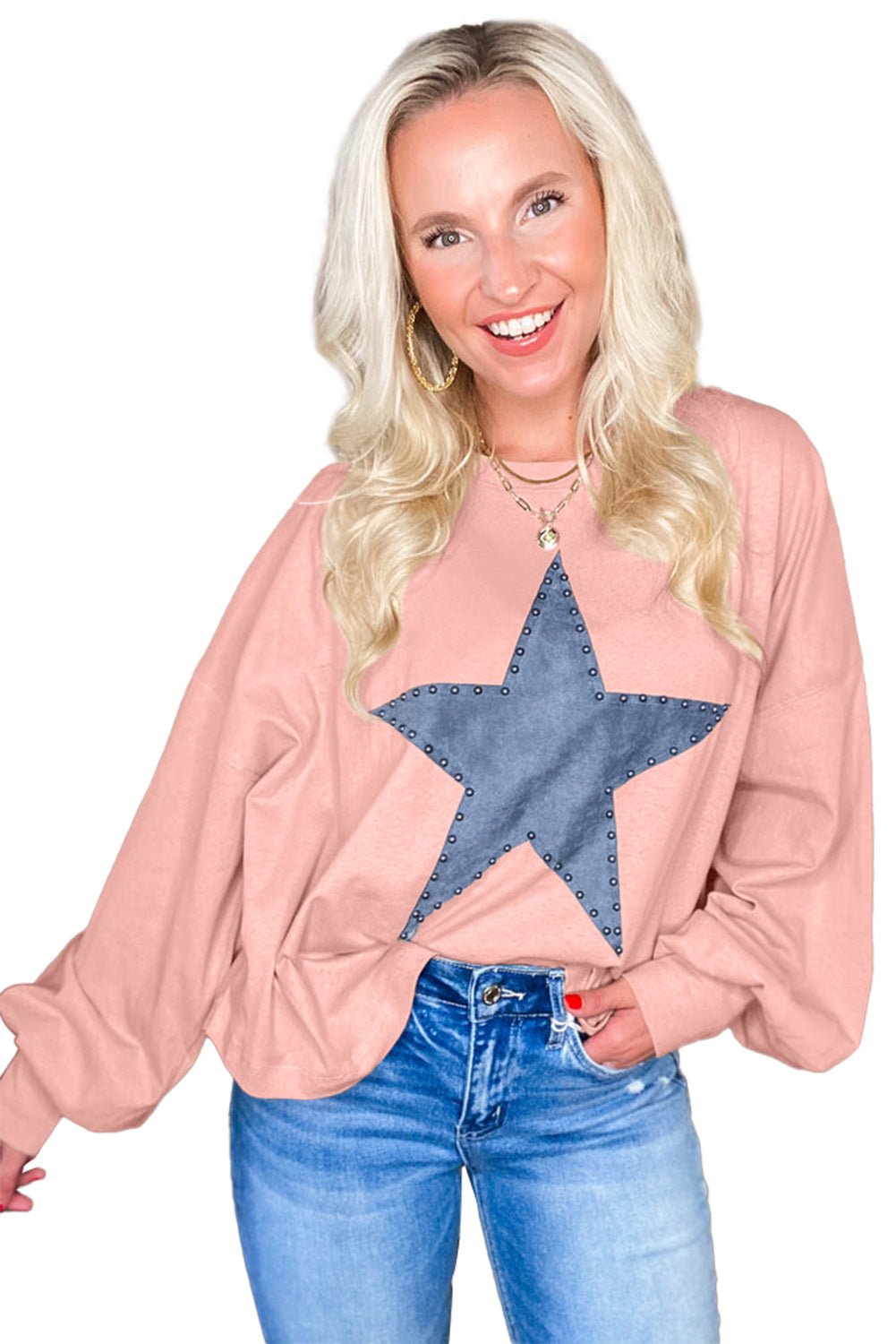 Studded Star Oversized Top