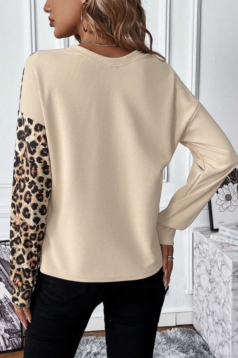 Waffle Knit Leopard Top