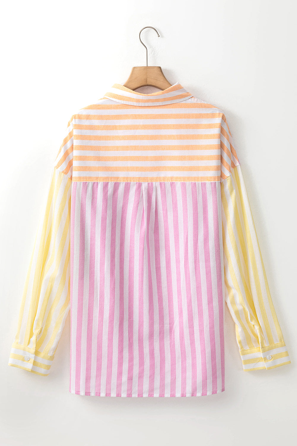 Stripe Contrast Collar Long Sleeve Shirt