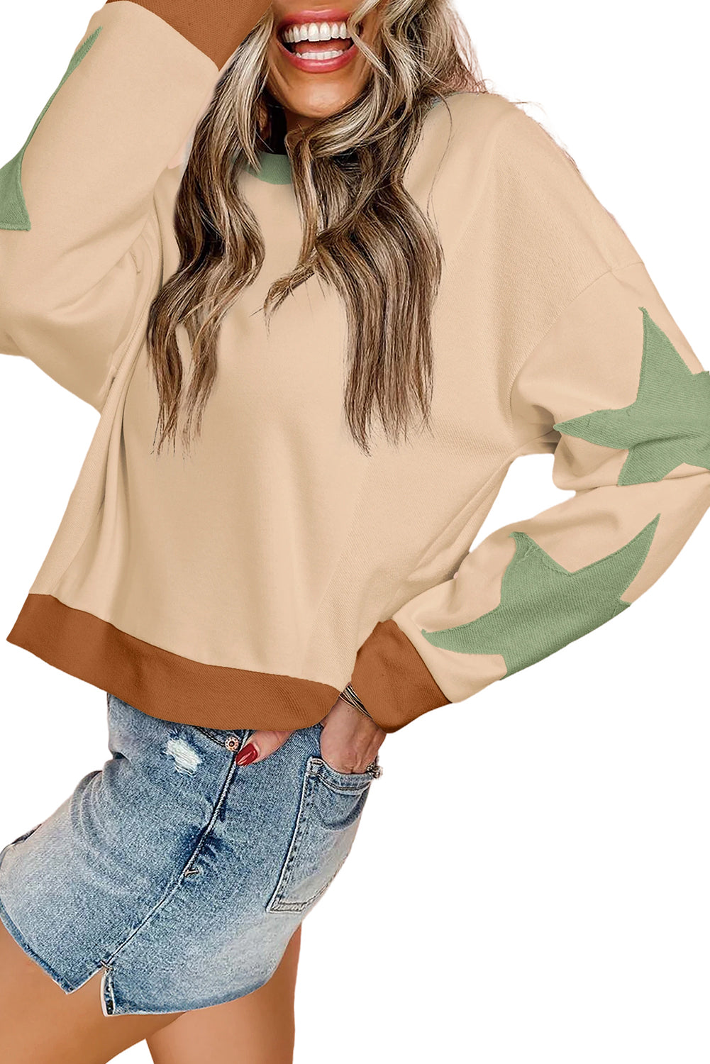 Star Sleeve Oversized Sweatshirt