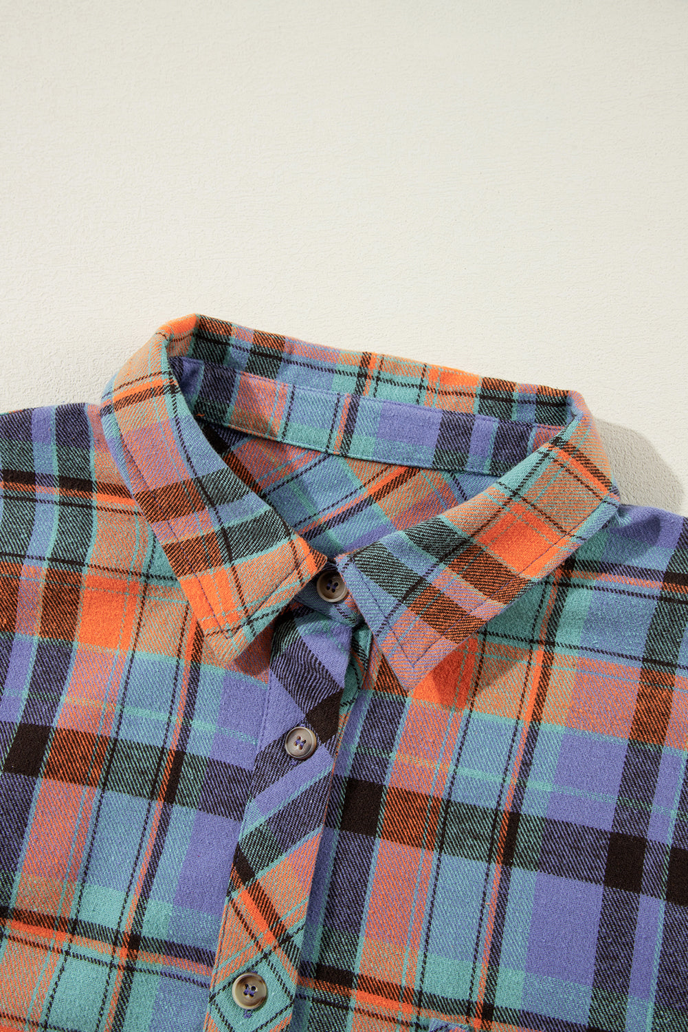 Plaid Print Drop Sleeve Loose Shirt