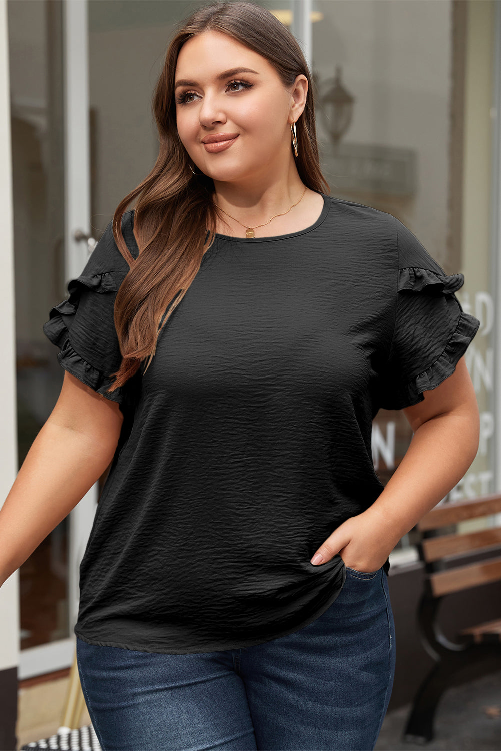 Everyday Ruffled Sleeve Top