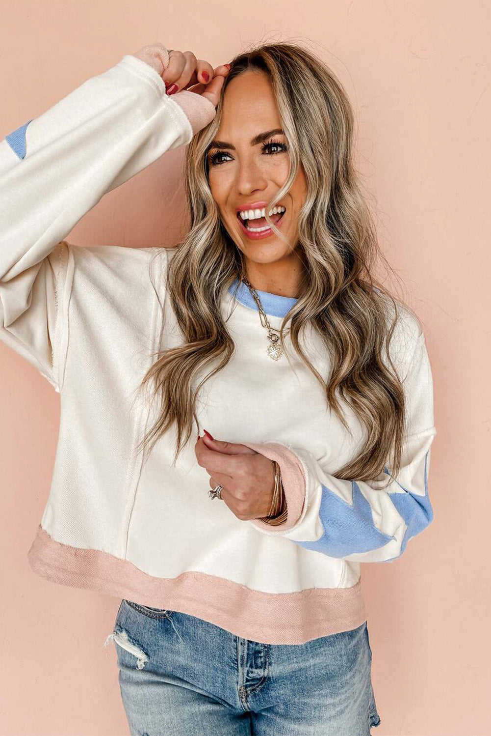 Star Sleeve Oversized Sweatshirt