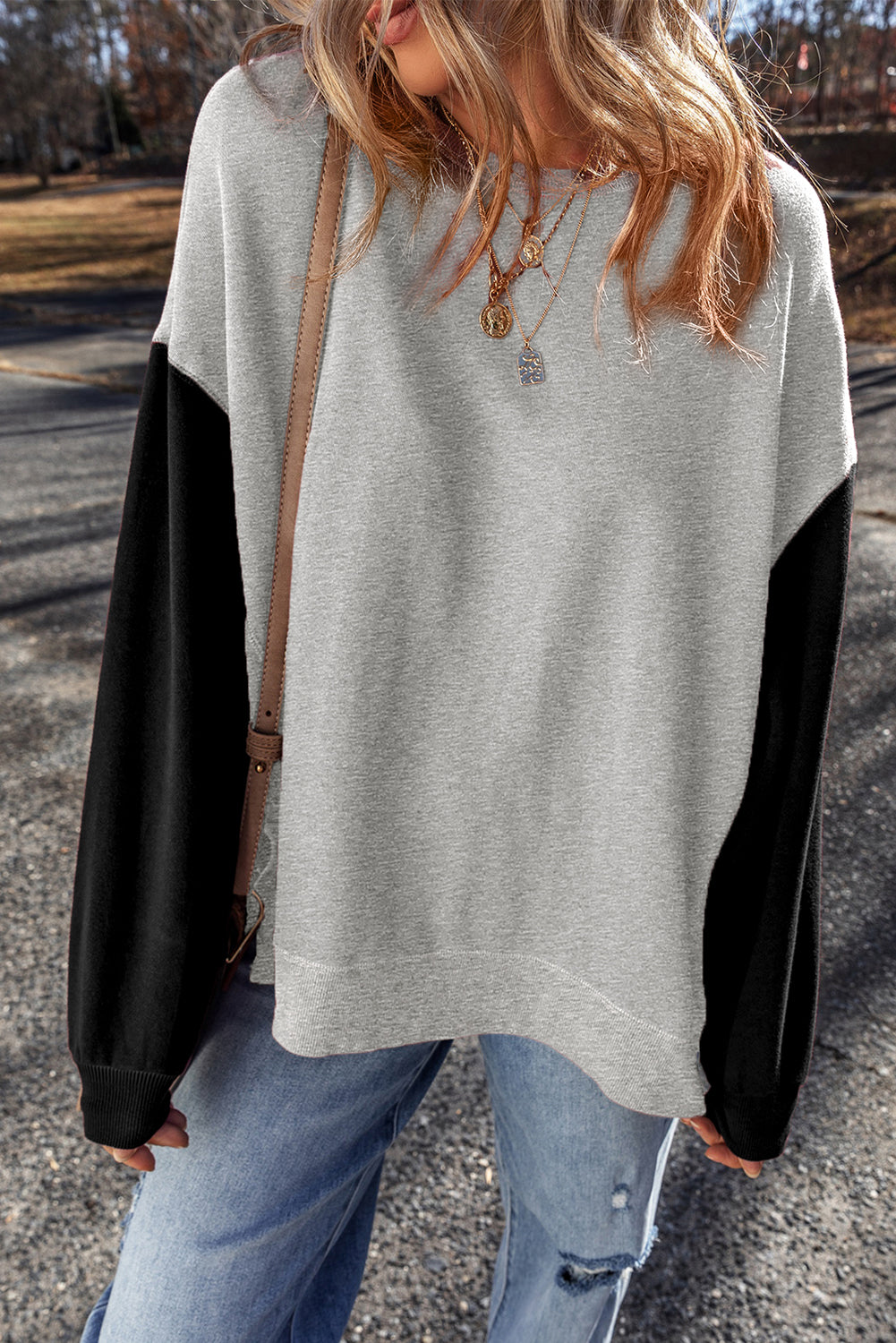 Two Tone Drop Shoulder Sweatshirt