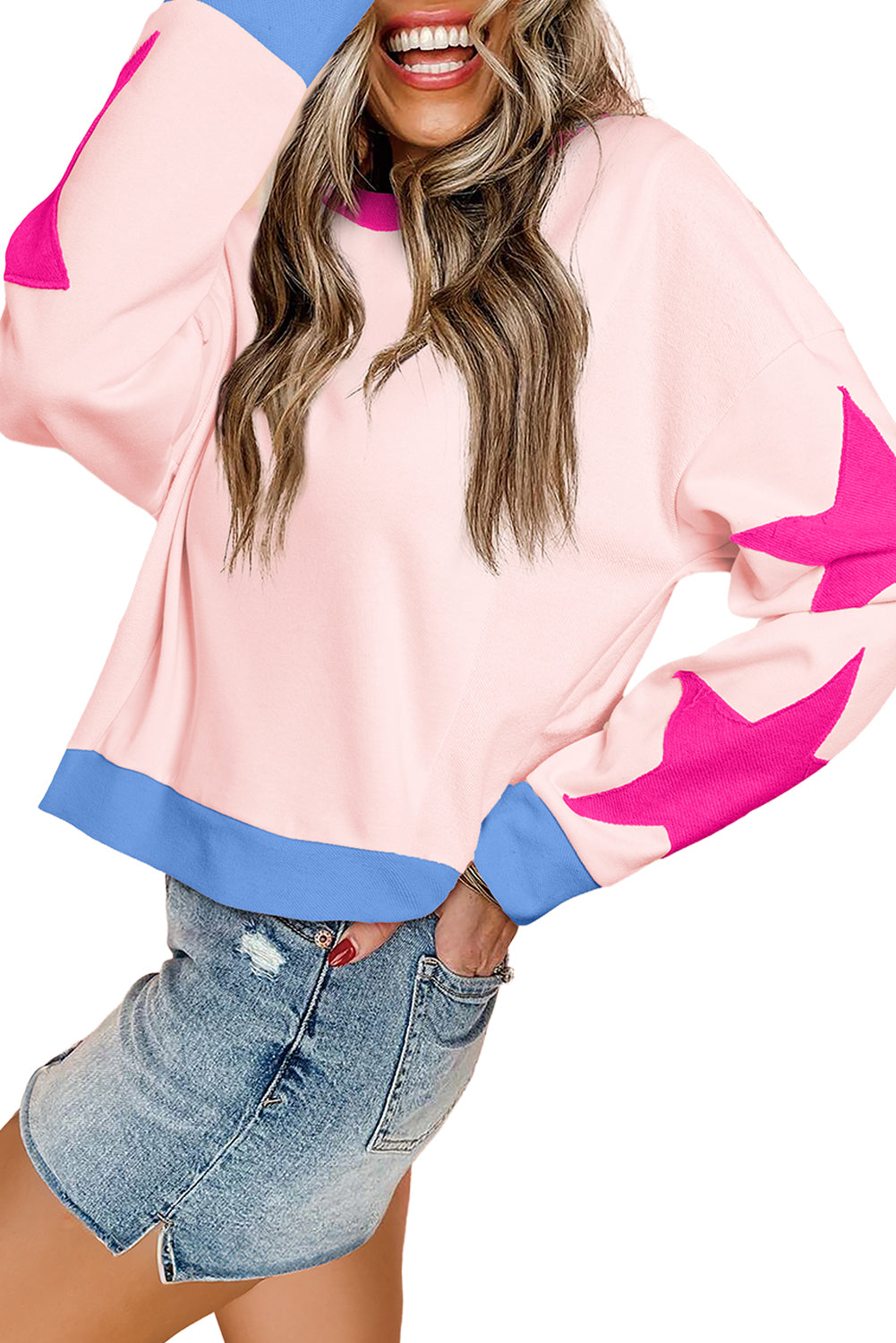 Star Sleeve Oversized Sweatshirt