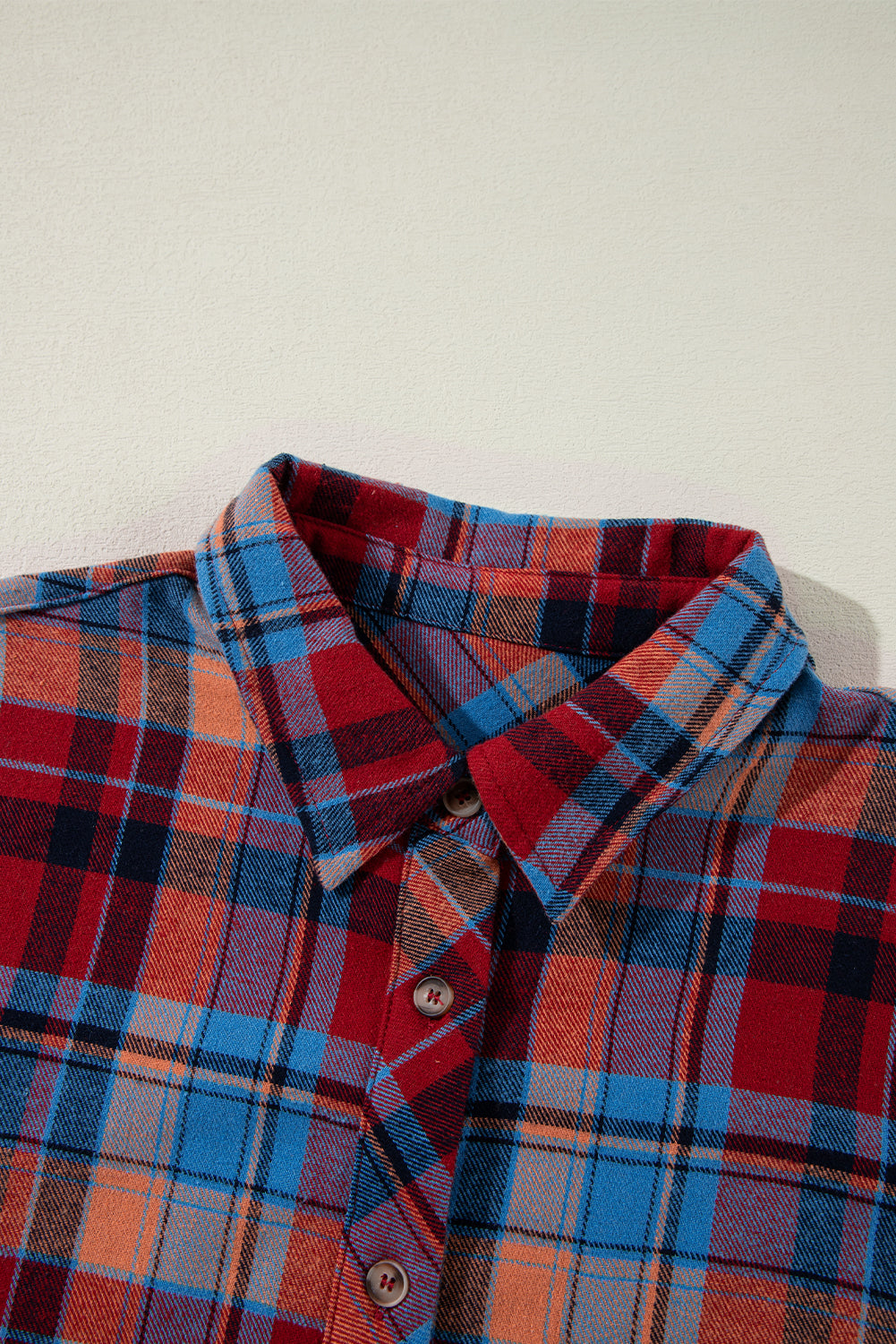 Plaid Print Drop Sleeve Loose Shirt