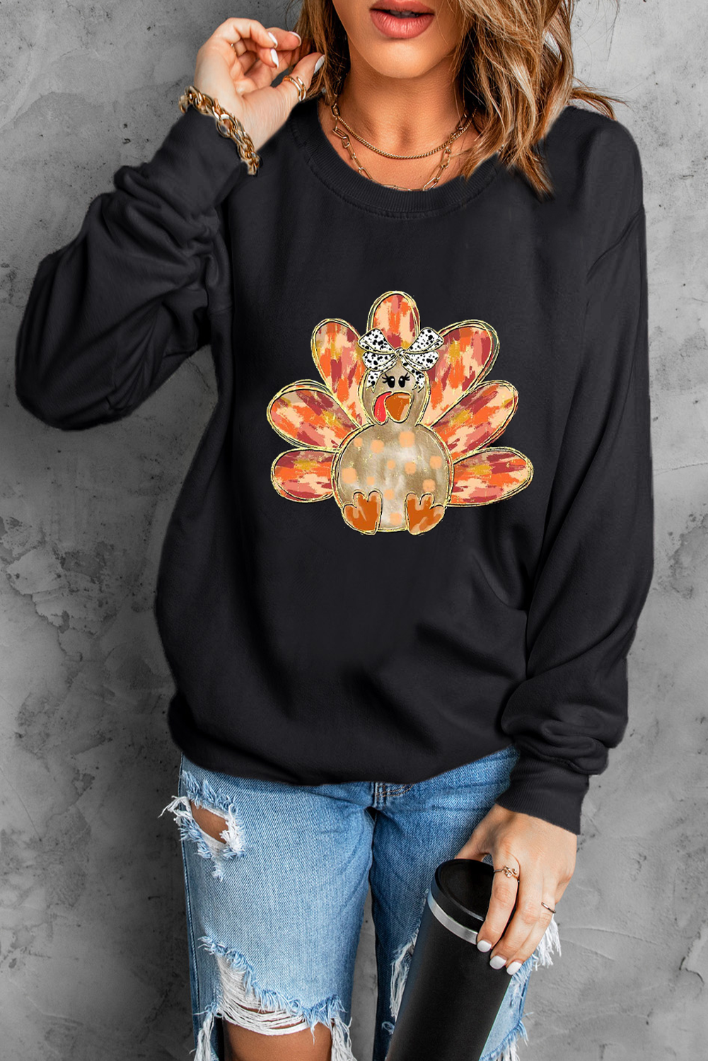 Black Thanksgiving Graphic Sweatshirt