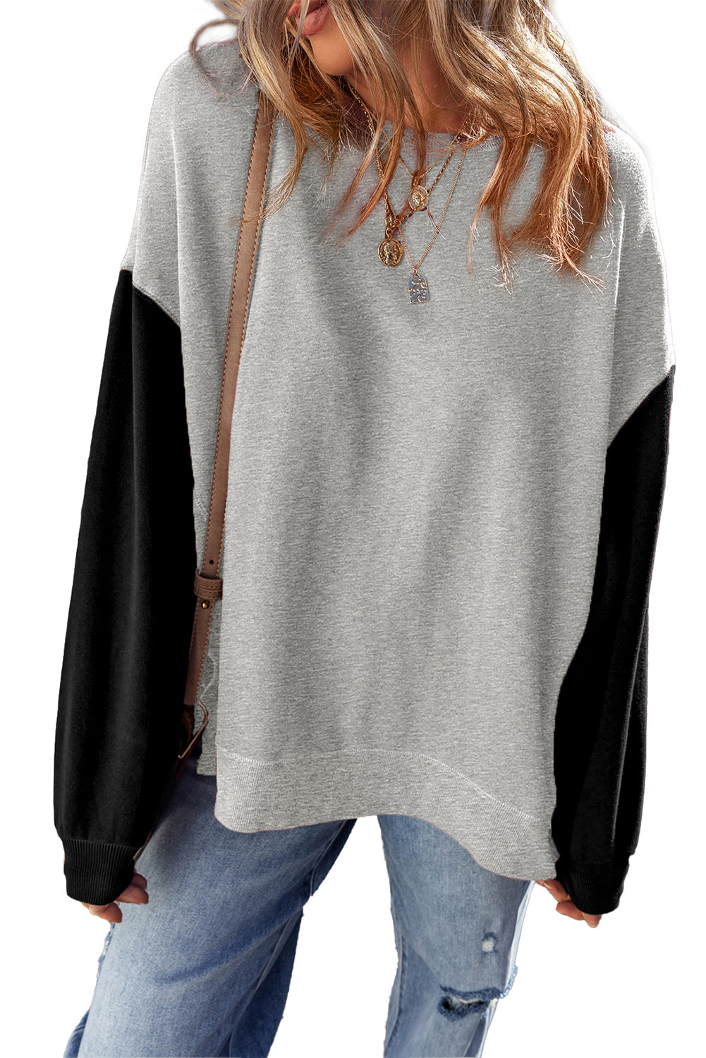 Two Tone Drop Shoulder Sweatshirt