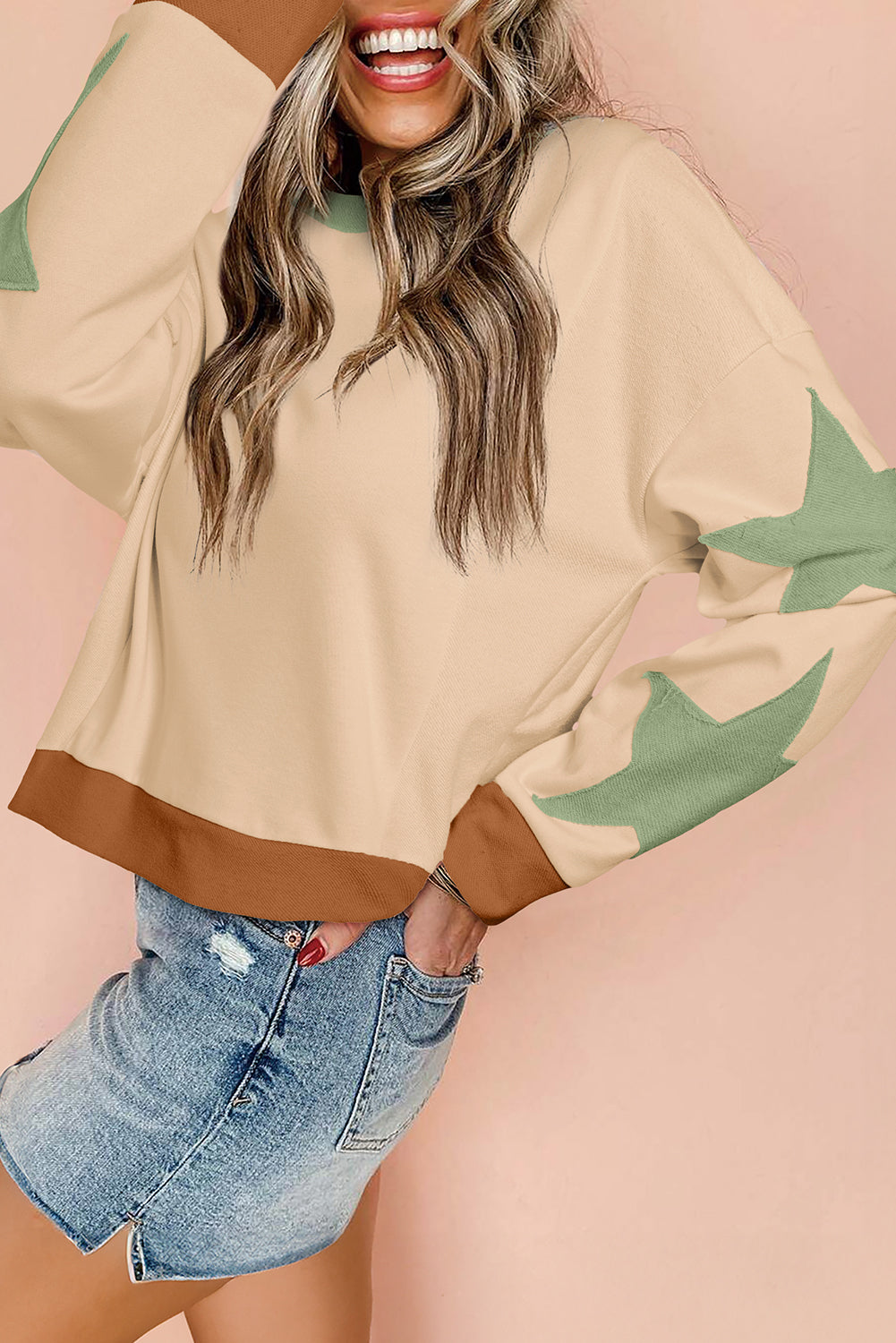 Star Sleeve Oversized Sweatshirt