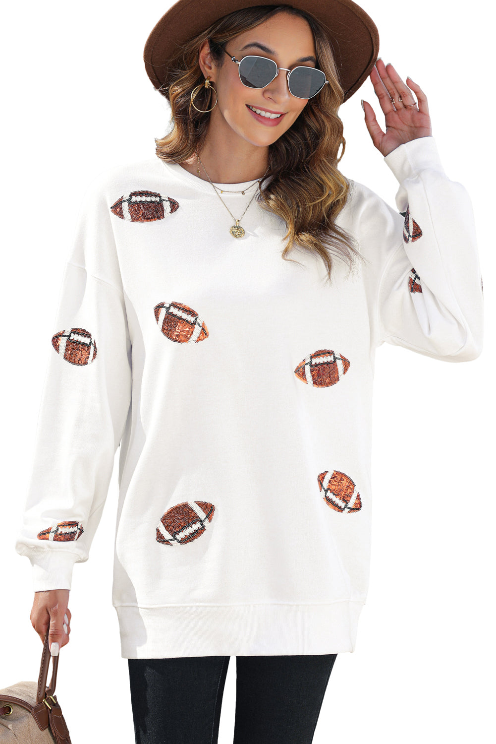 Sequin Football Patch Sweatshirt