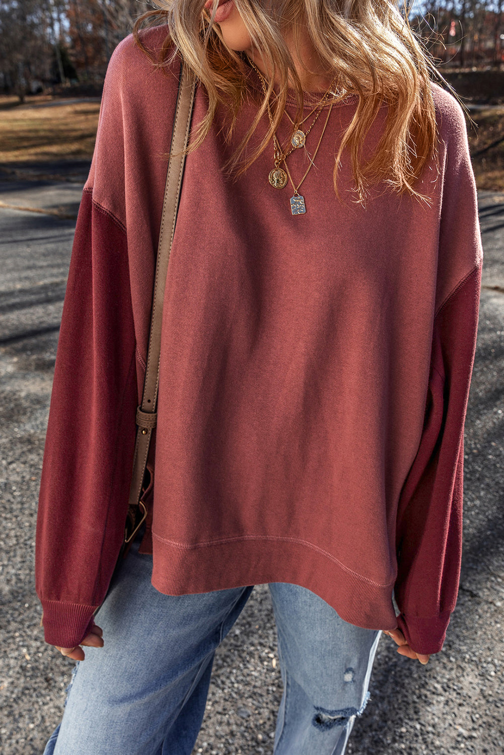 Two Tone Drop Shoulder Sweatshirt