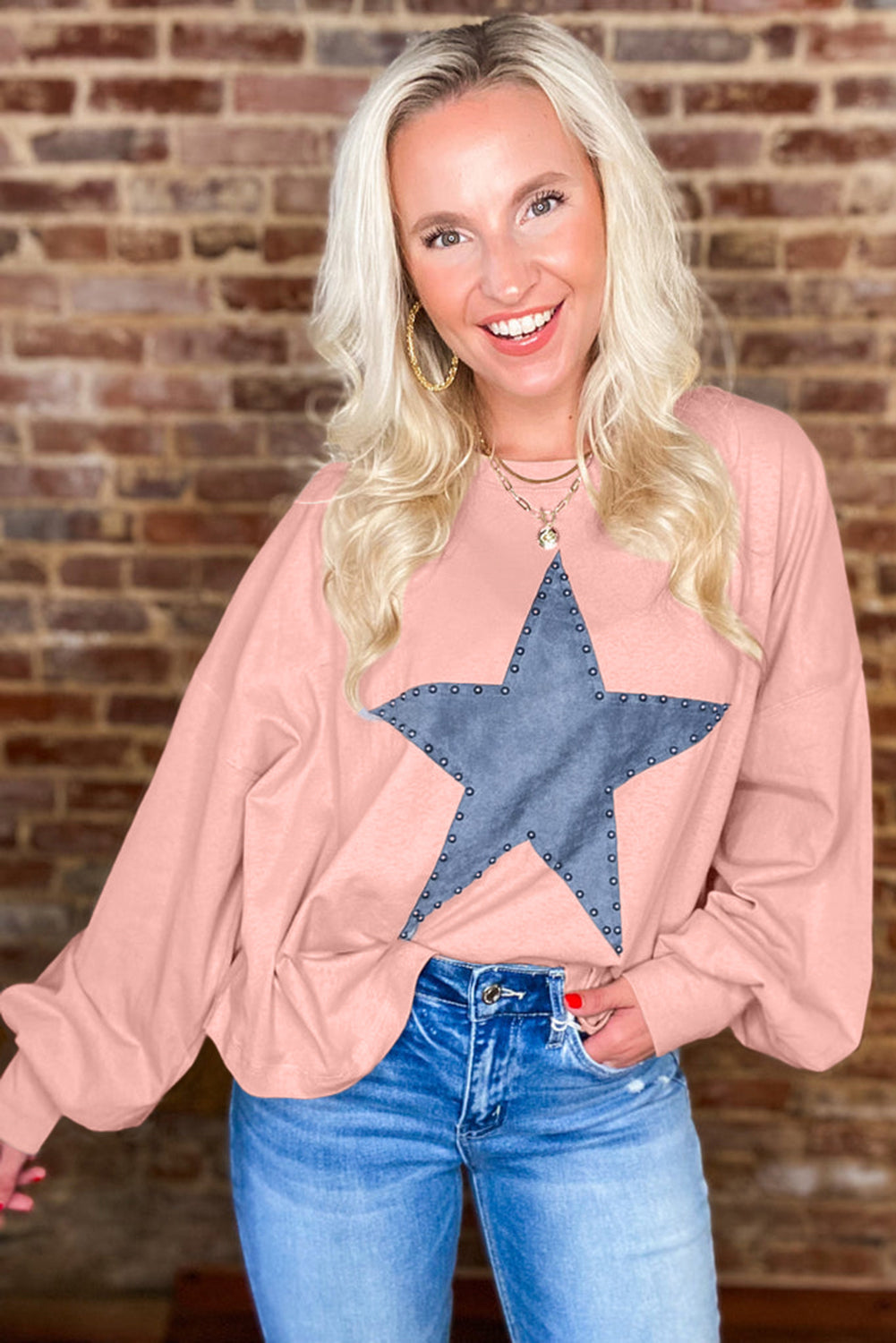 Studded Star Oversized Top