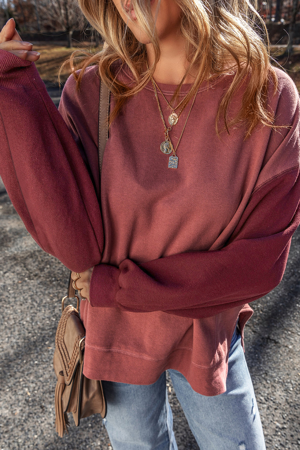 Two Tone Drop Shoulder Sweatshirt