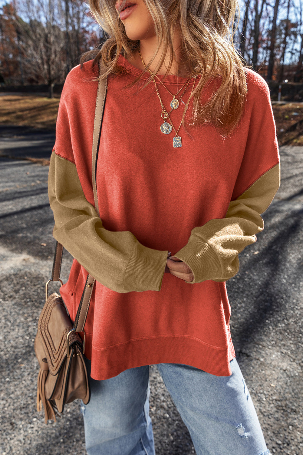 Two Tone Drop Shoulder Sweatshirt