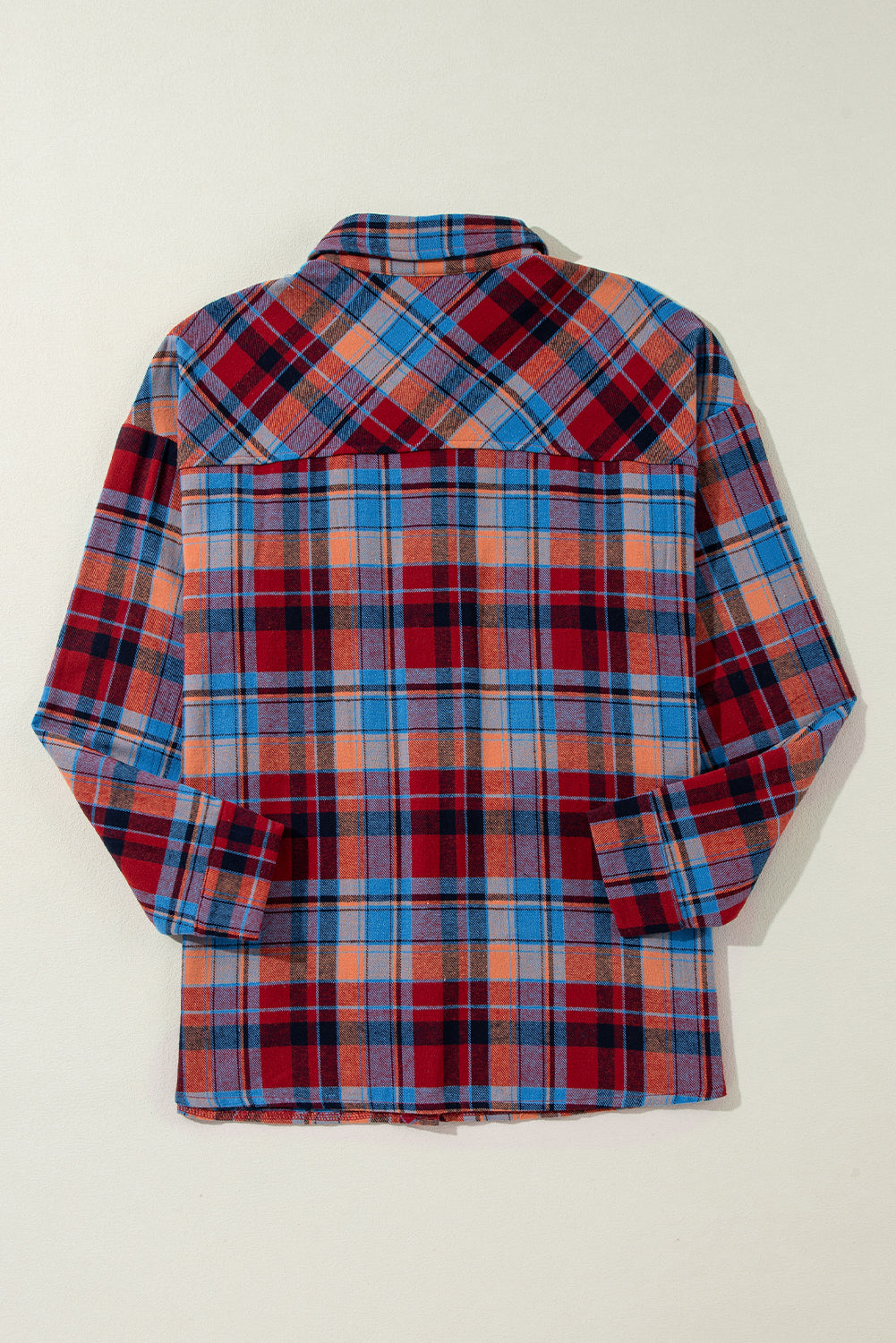 Plaid Print Drop Sleeve Loose Shirt