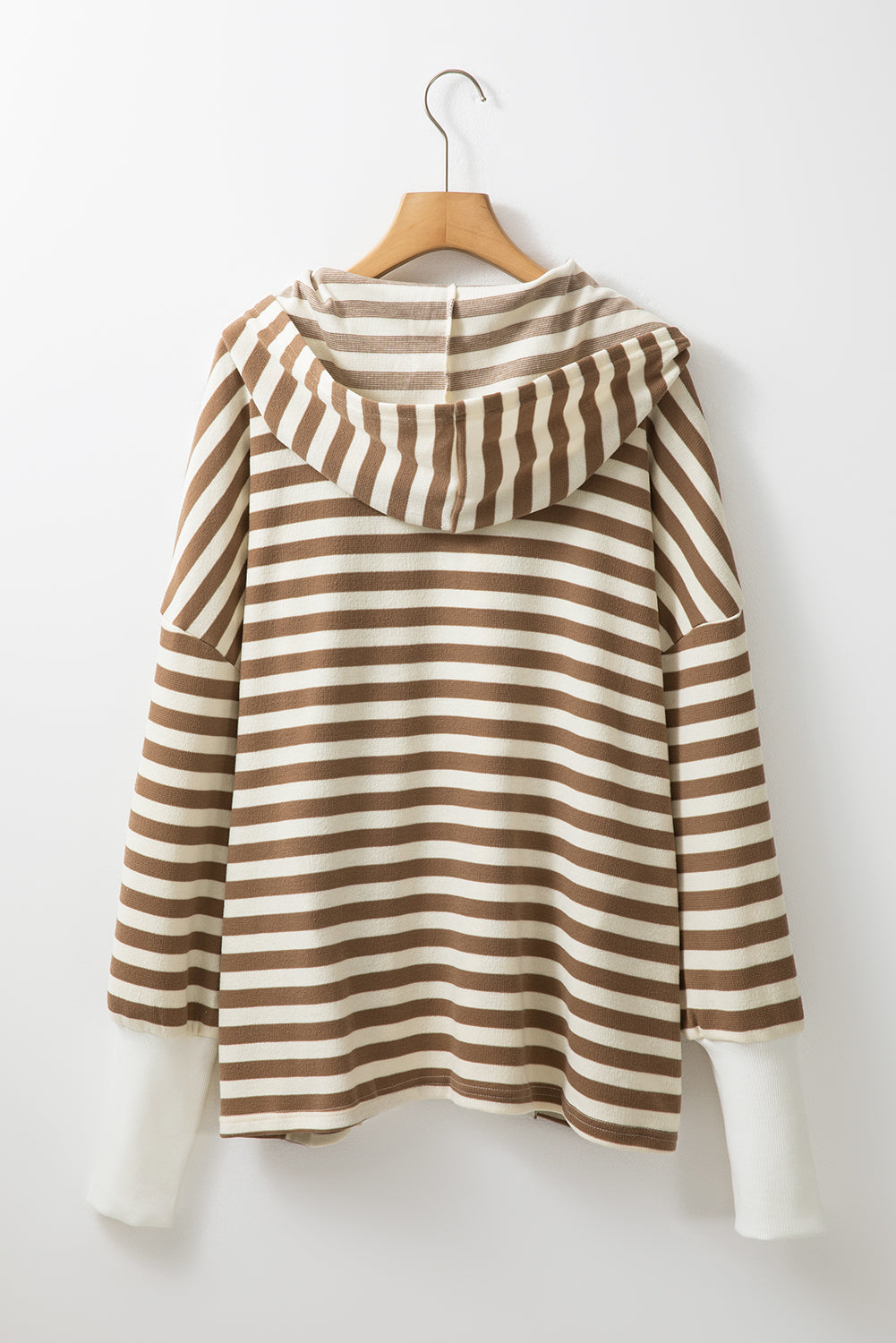 Striped Drop Sleeve Henley Hoodie