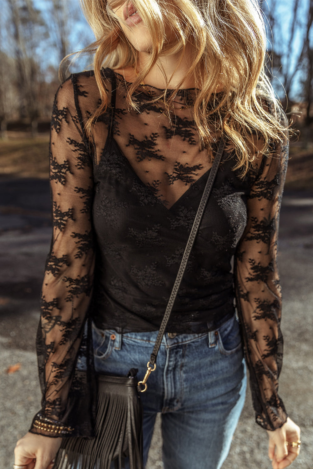 Feeling Fine Floral Mesh Top