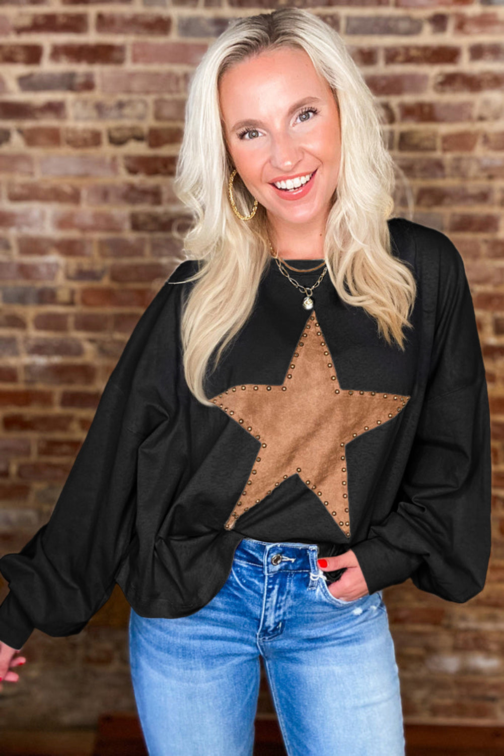 Studded Star Oversized Top