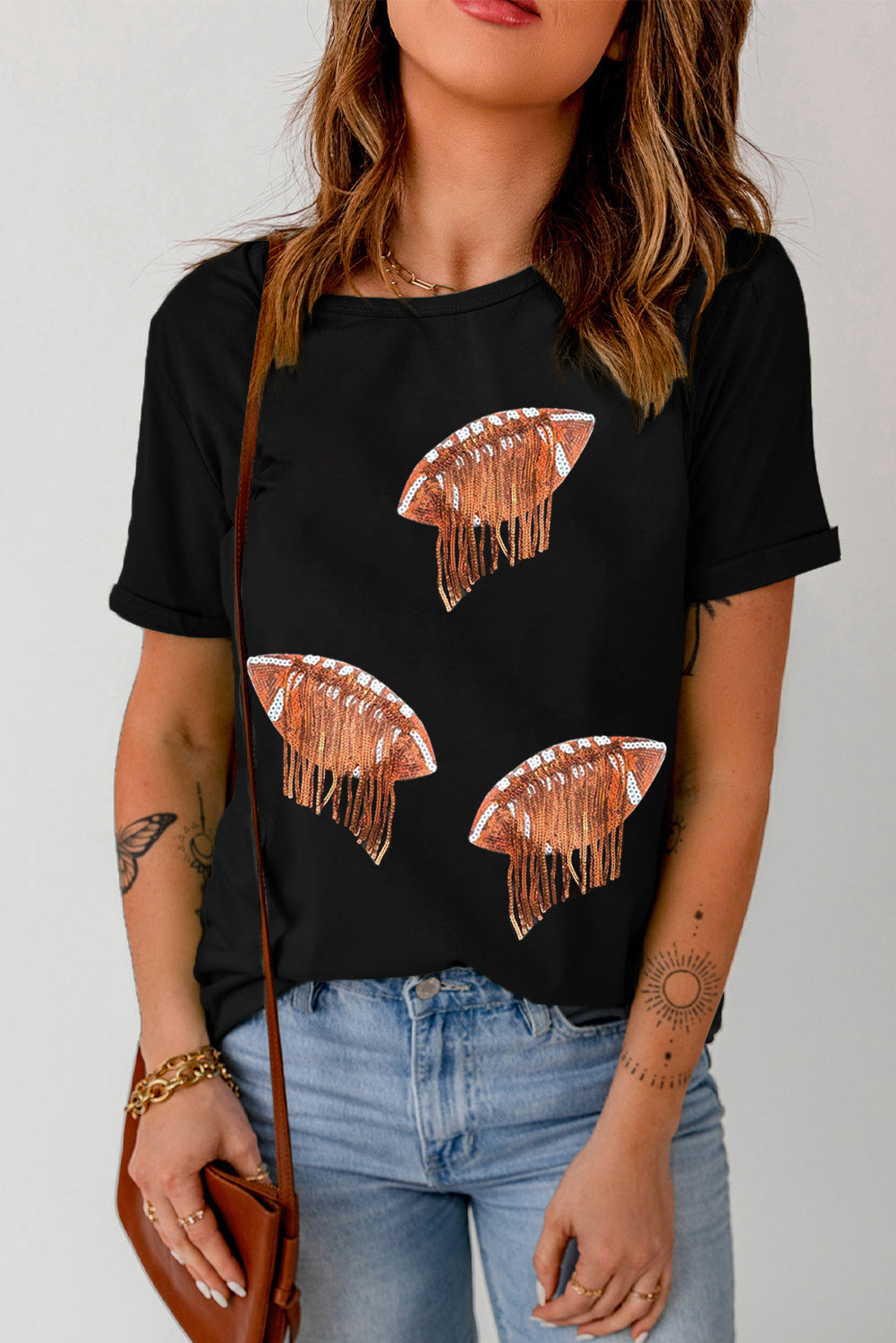 Sequin Fringed Football Tee