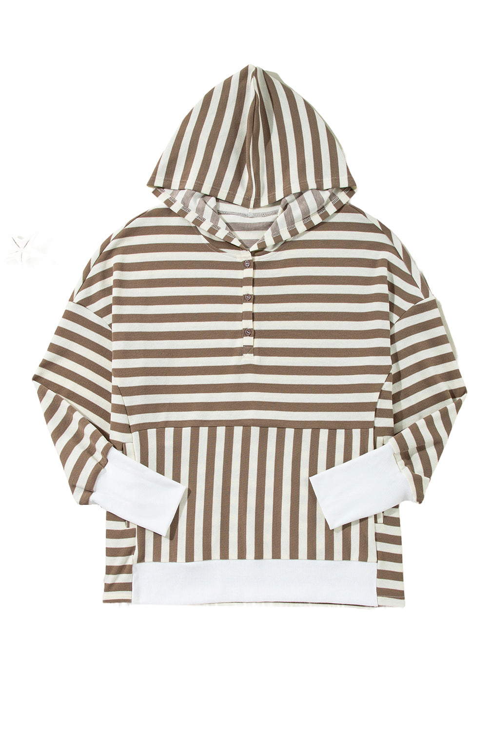 Striped Drop Sleeve Henley Hoodie