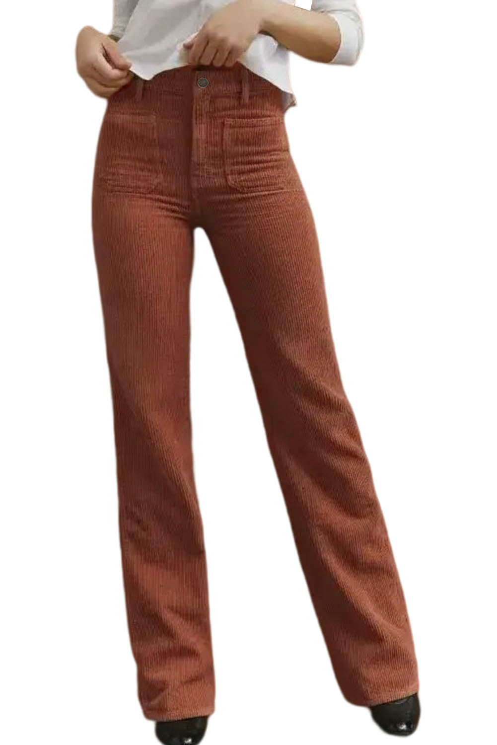 High Waist Corduroy Flare Leg Pants