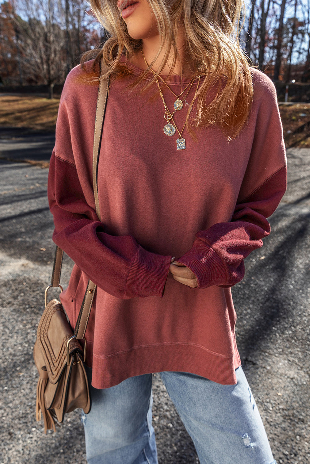 Two Tone Drop Shoulder Sweatshirt