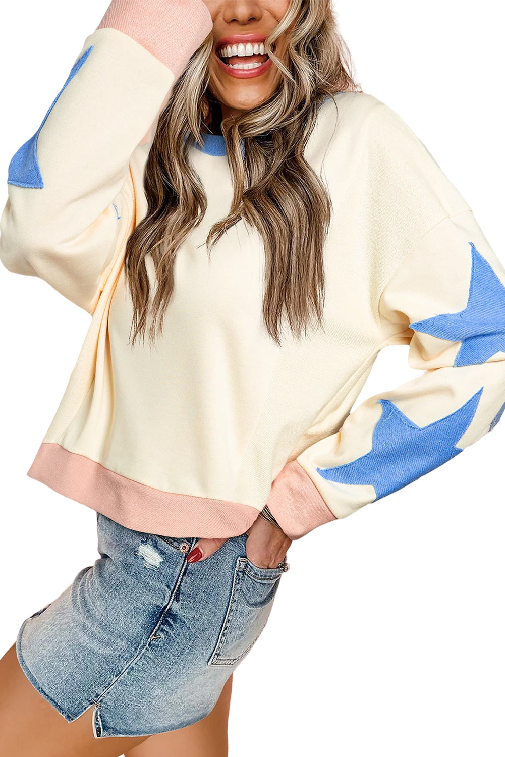 Star Sleeve Oversized Sweatshirt