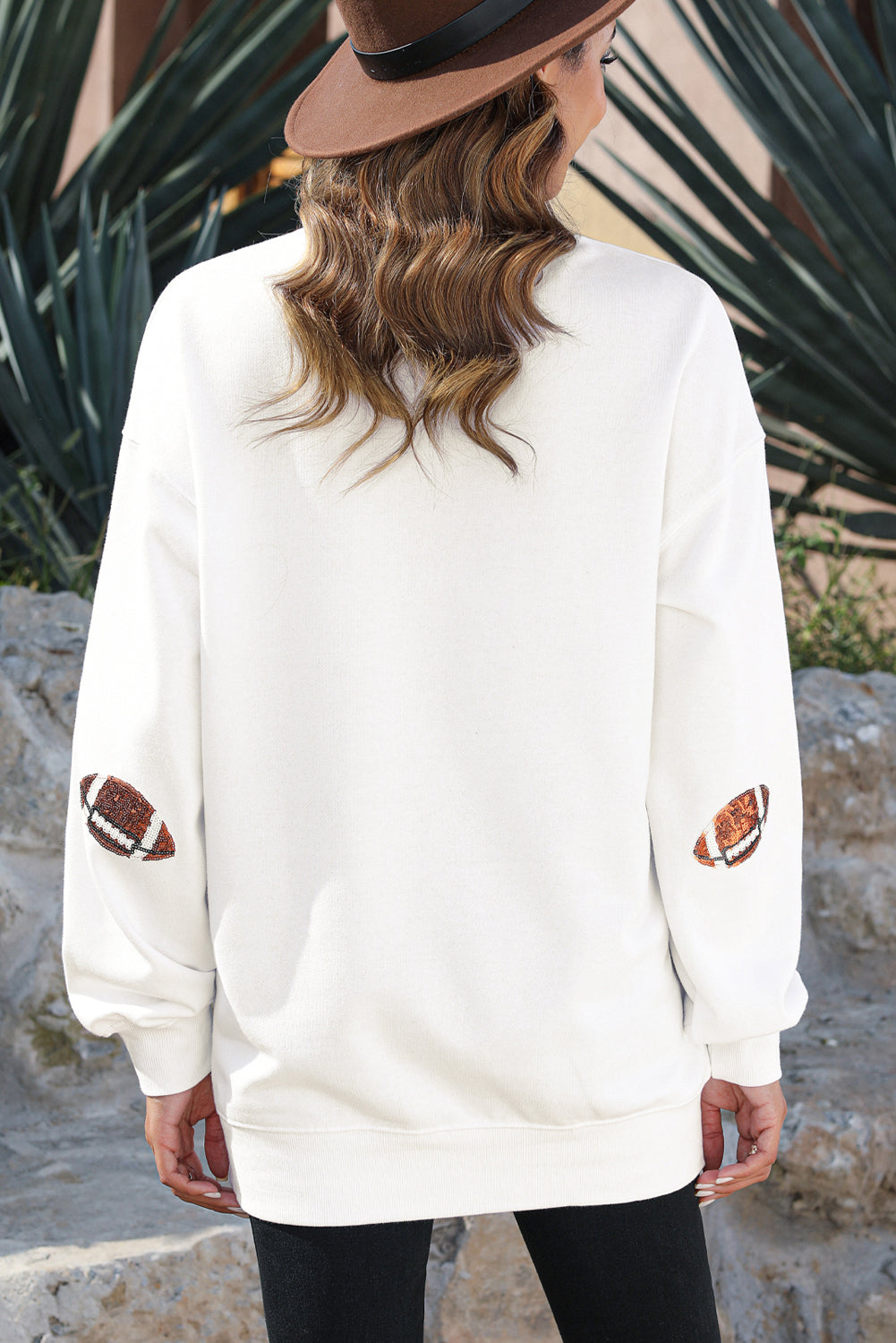 Sequin Football Patch Sweatshirt