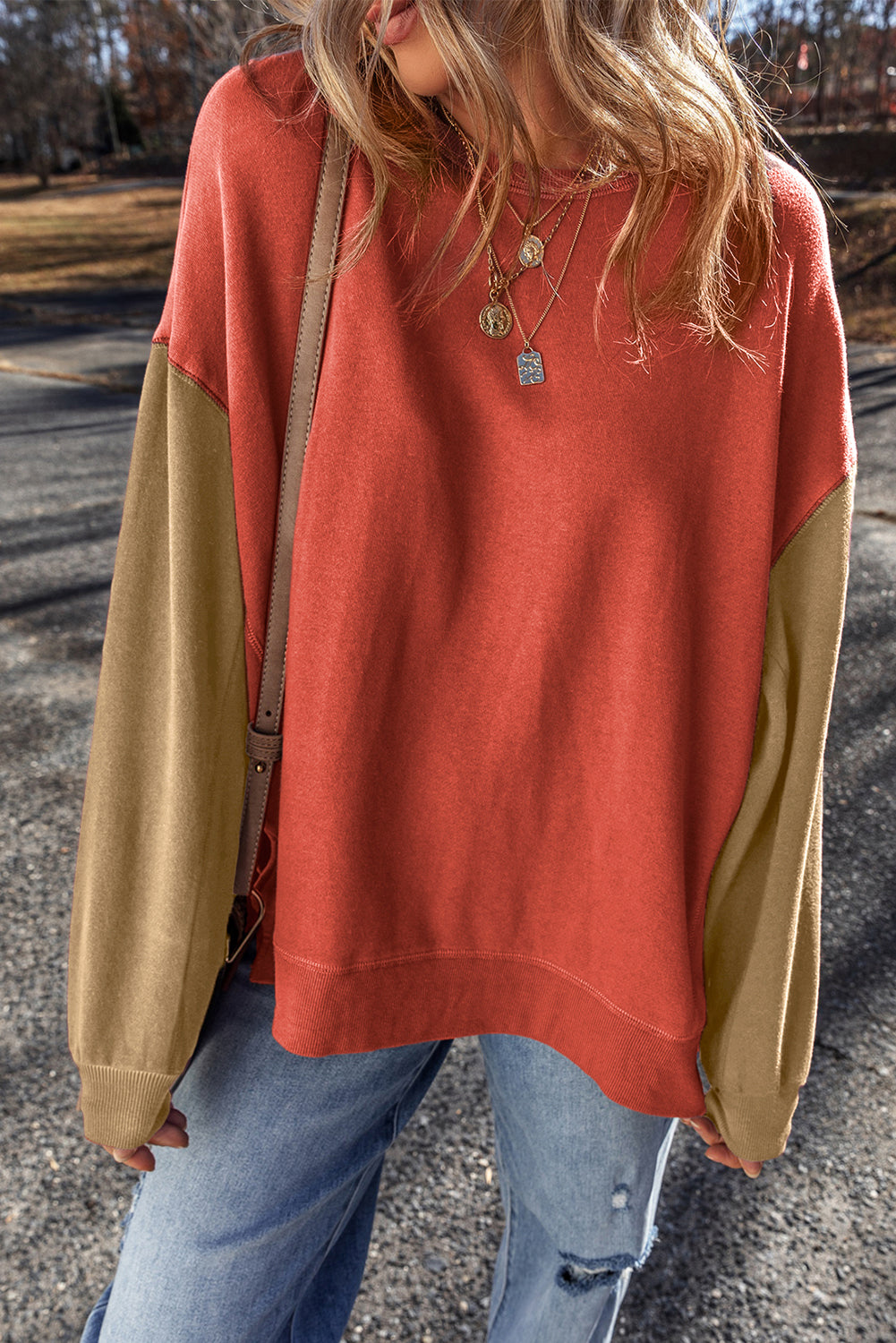 Two Tone Drop Shoulder Sweatshirt