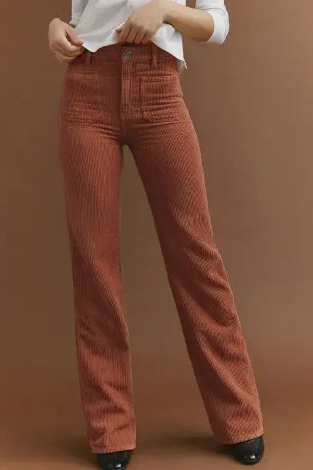 High Waist Corduroy Flare Leg Pants